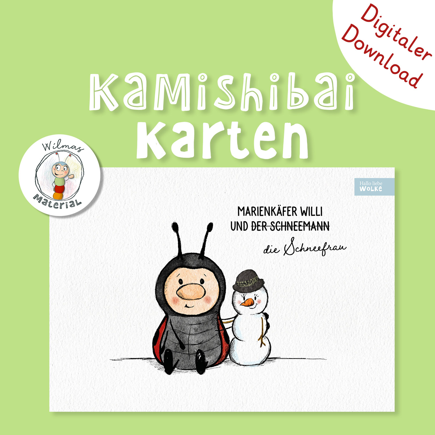 Kamishibai Karten - Willi Marienkäfer und die Schneefrau