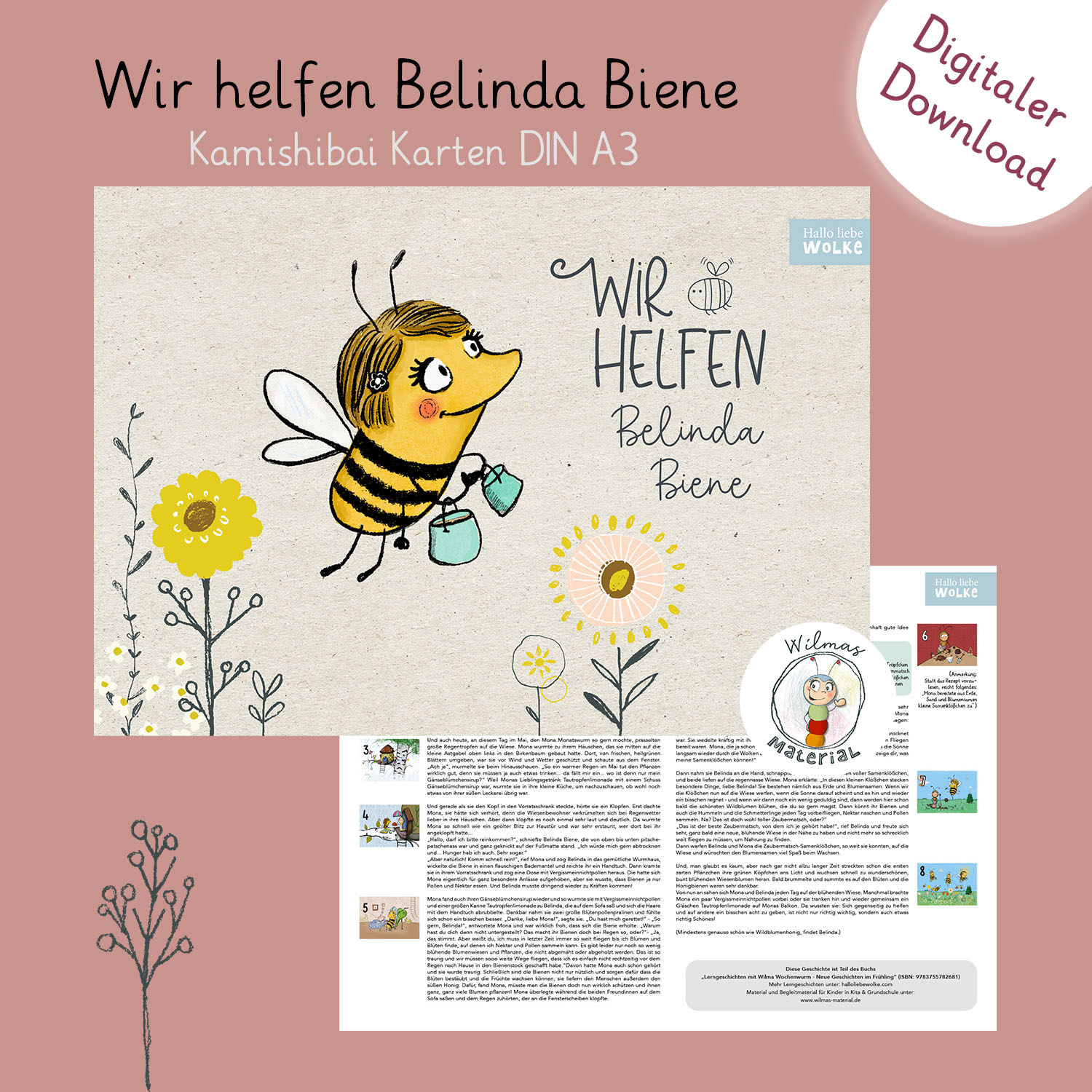 PDF Wir helfen Belinda Biene - Kamishibai Karten zum Ausdrucken - DIN A3