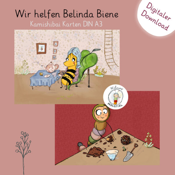 Kamishibai Karten zum Ausdrucken Belinda Biene PDF DIN A3 Rettet die Bienen Samenbomben DIY von Susanne Bohne Kopie