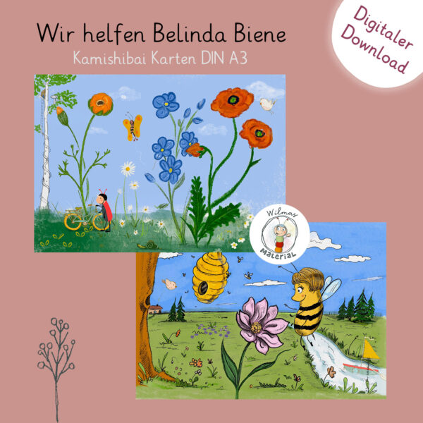 Kamishibai Karten zum Ausdrucken Belinda Biene PDF DIN A3 Rettet die Bienen von Susanne Bohne