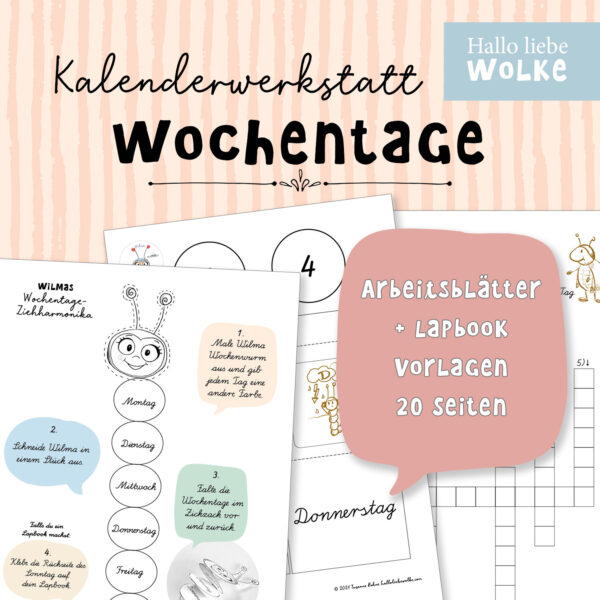 Kalenderwerkstatt Wochentage Lapbook Grundschule PDF ausdrucken Wilma Wochenwurm