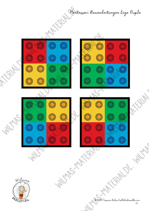 Lego Duplo Vorlagen zum Ausdrucken Download PDF Bauen mit Ben Bauwurm Wilma Wochenwurm Bausteine Montessori Bauanleitung Kleinkinder Kita Kindergarten Seite 26