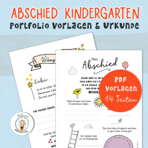portfolio kindergarten kita abschied abschiedsbrief urkunde wünsche abschluss abschlusseite wilma wochenwurm PDF ausdrucken