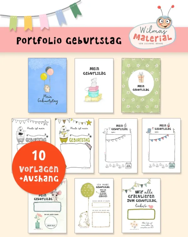 Portfolio Geburtstag kreative portfolio ideen kindergarten von Wilma Wochenwurm Geburtstagsseite portfolio-vorlage download kostenlose portfolio vorlagen zum ausdrucken kostenlos