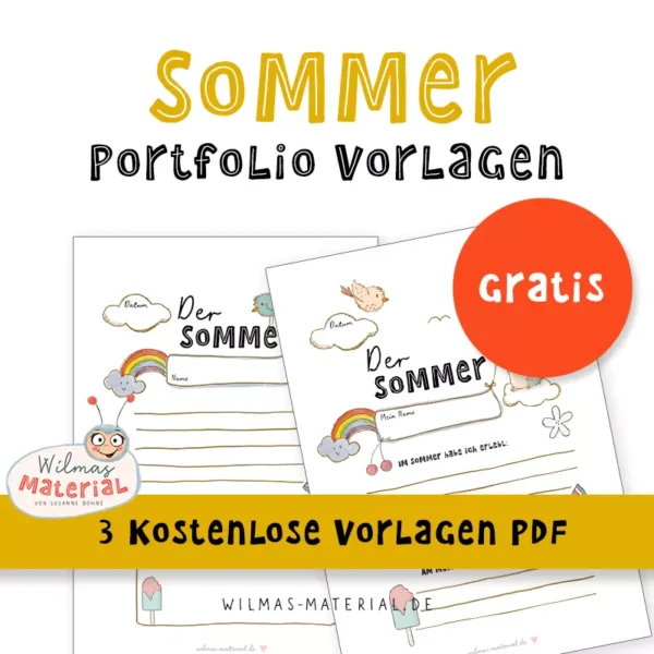 Portfolio Kita Vorlagen PDF kostenlos Sommer Fisch Ausmalbild Kindergarten Krippe Sommerfest Sommerferien