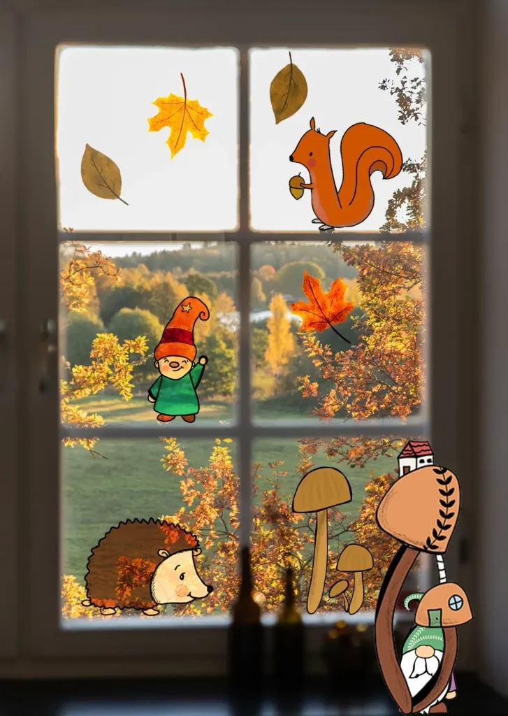 Fensterbilder Herbst basteln Fensterbild Wilmas Material