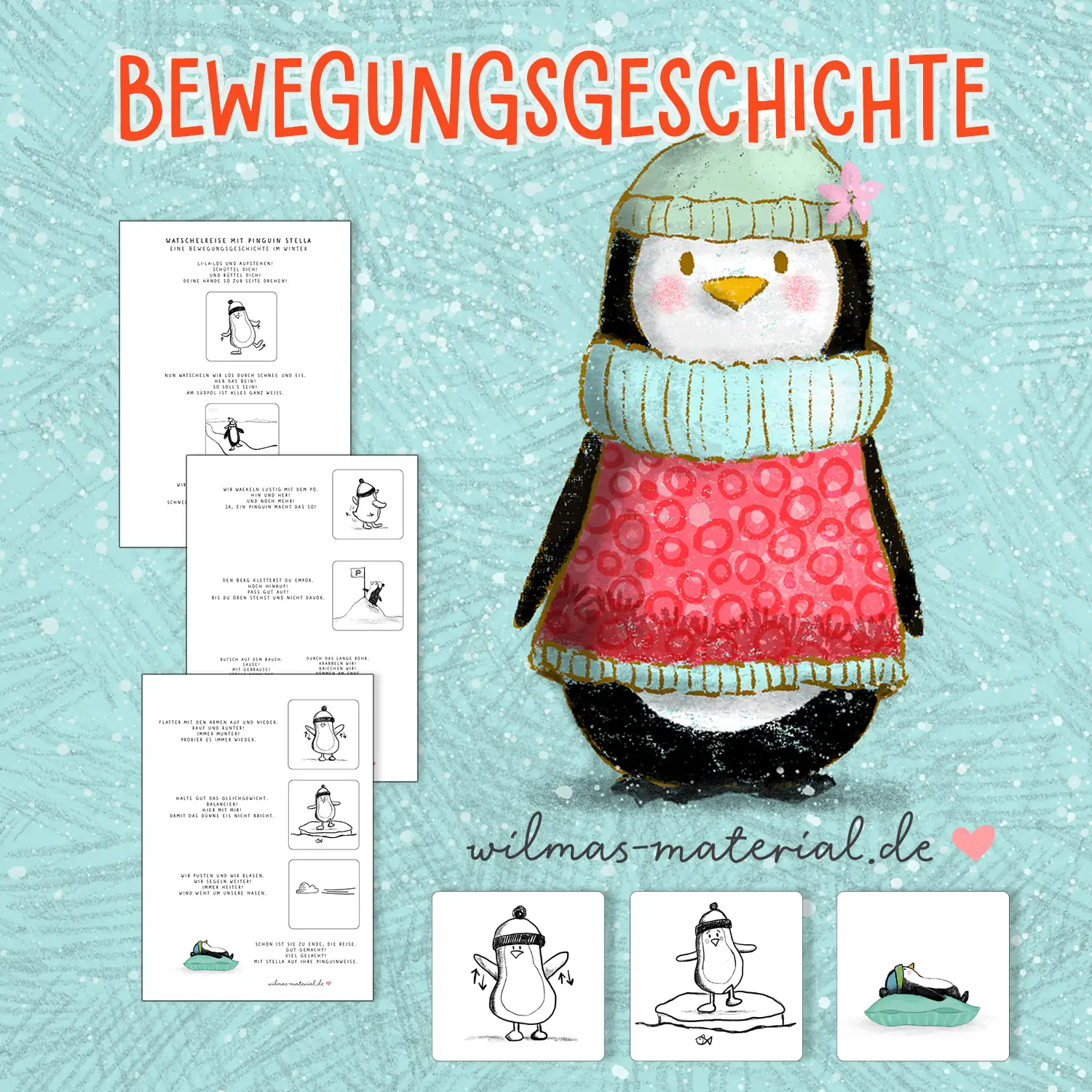 Bewegungsgeschichte Kita Kindergarten Weihnachten Winter Pinguin Kita Bewegungsangebot Wilmas Material Stella Pinguin Kopie