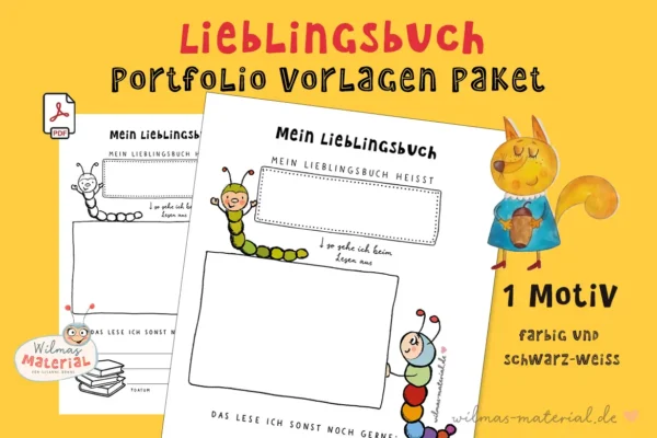 Portfolio Vorlage Lieblingsbuch Das bin ich alles ueber mich Portfolio Paket Kita Krippe Kindergarten Wilma Wochenwurm