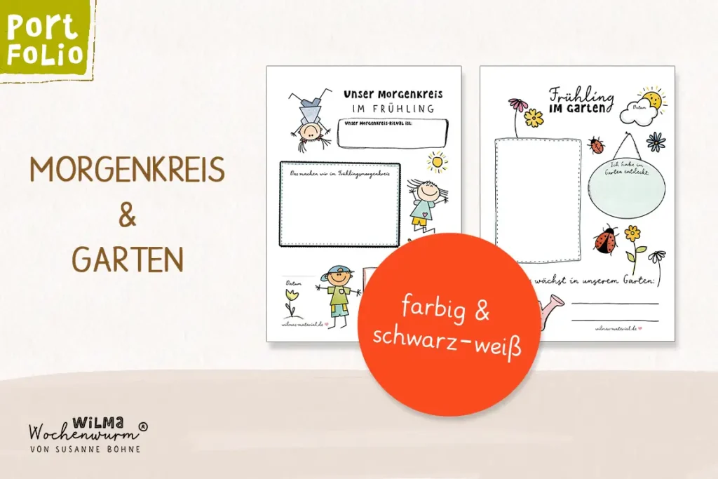 Portfolio Vorlage Morgenkreis Frühling Ostern Garten Projekt Kindergarten Kita Portfolio-Vorlagen Frühling Download Wilmas Material