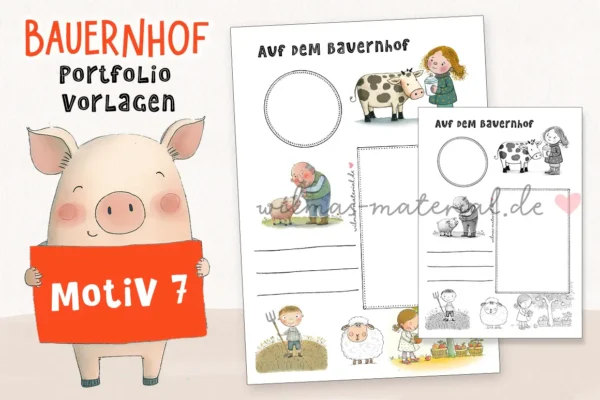 Projekt Bauernhof Kindergarten Portfolio Vorlagen Kita Lernbauernhof Wilmas Material Wilma Wochenwurm Bauer melken ernten Heu