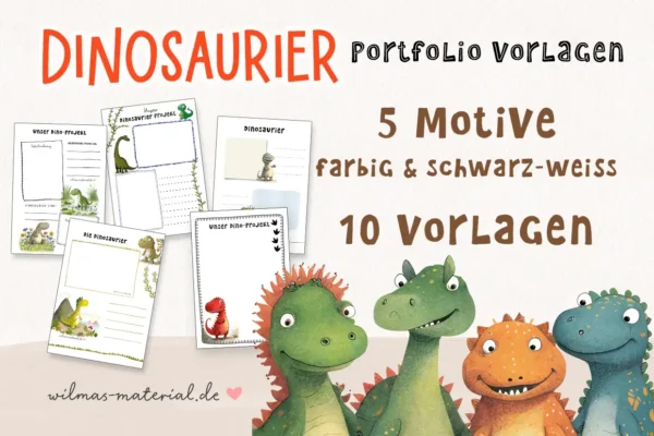 Dinosaurier Kindergarten Portfoliovorlagen Kita Dinosaurier Vorlagen Wilmas Material Dinosaurier Motive Vorlagen