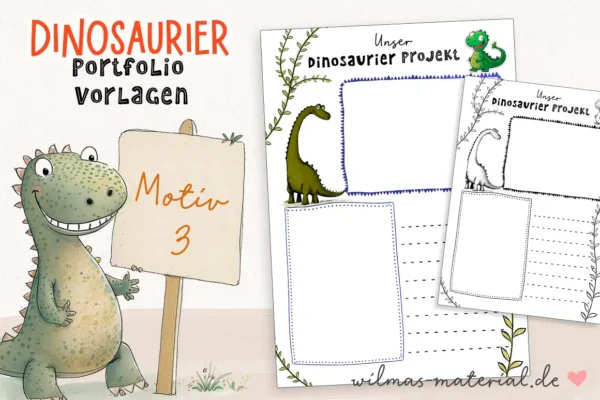 Kindergarten Portfolio Vorlagen Kita Dinosaurier Vorlage ausmalen Wilmas Material Dinosaurier Motive Vorlagen