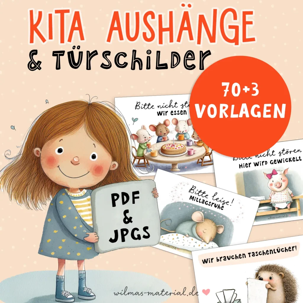 kita-aushänge gestalten türschilder kindergarten Kita Kindergarten Schilder eingangsbereich kita Aushänge Wilmas Material Kita Aushänge