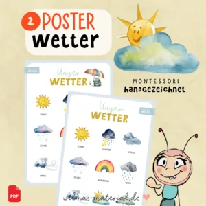 Poster Wetter Plakat Wetter Lernposter Wilma Wochenwurm