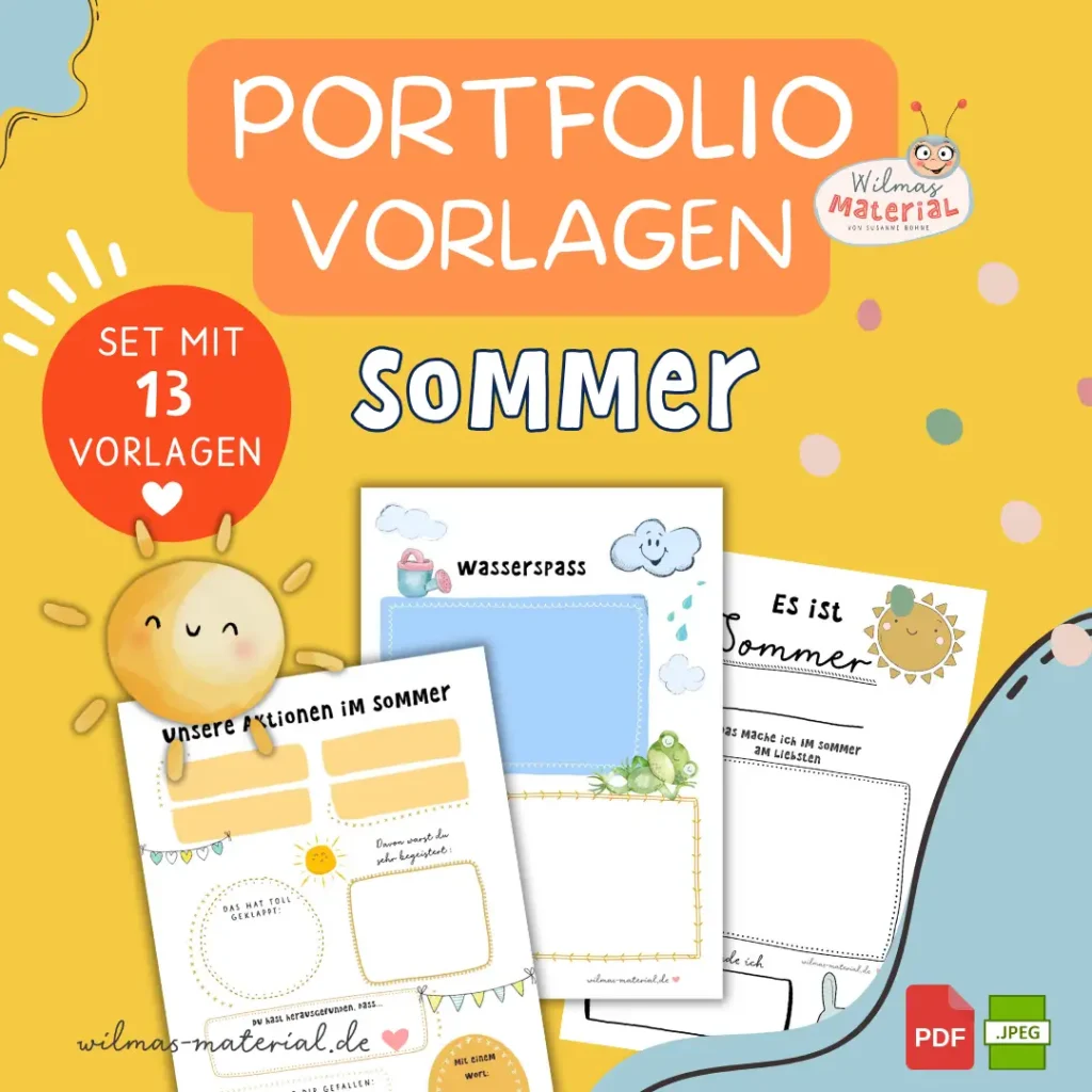 Portfolio Vorlagen Sommer von Wilmas Material Wilma Wochenwurm Entwicklungsdokumentation