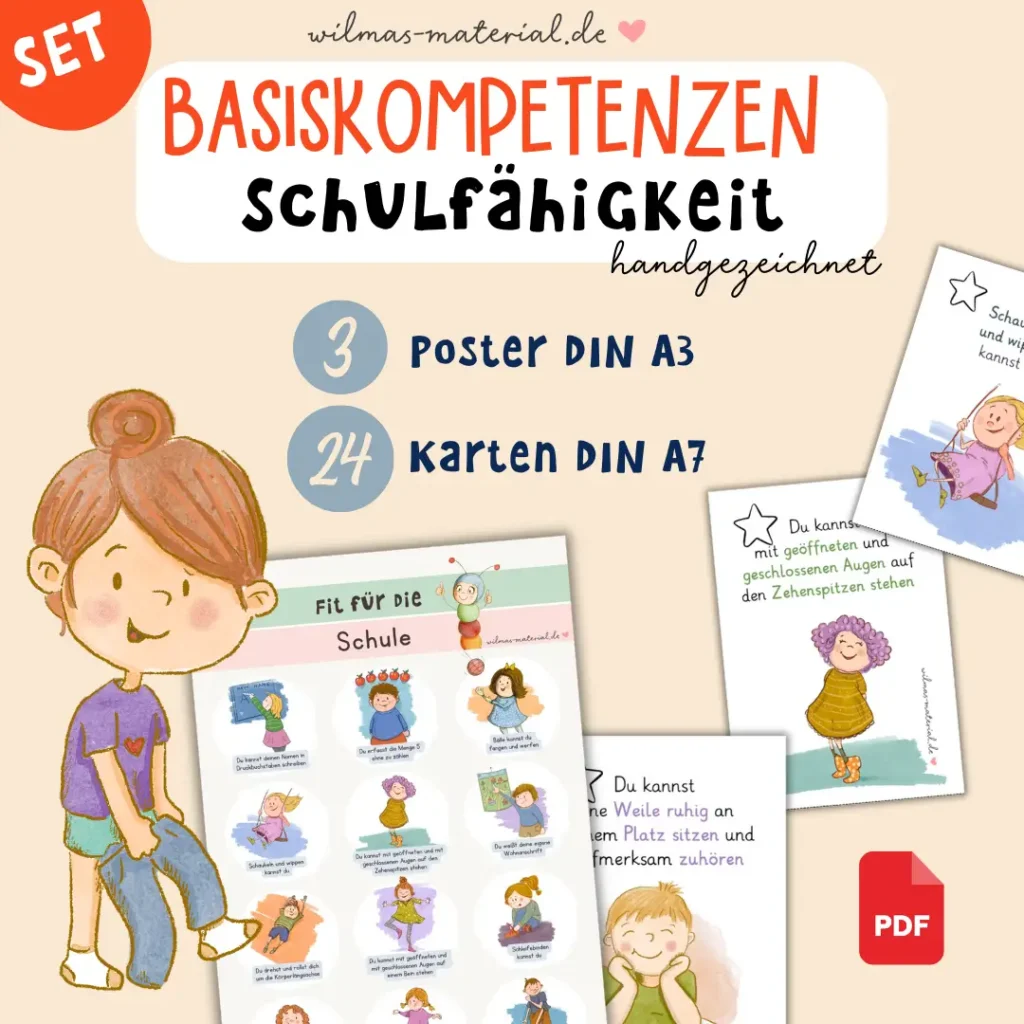 Schulfähigkeit Basiskompetenzen Schulreife Wilmas Material