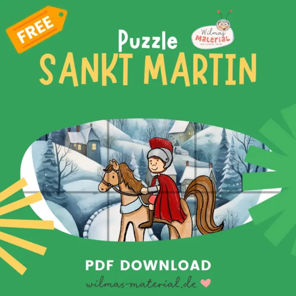 Sankt Martin basteln: Puzzle Druckvorlage (gratis) [Digital]