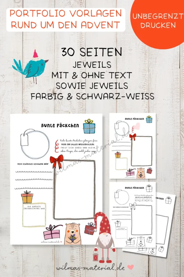 Adventszeit im Kindergarten Portfolio Vorlagen Wilmas Material