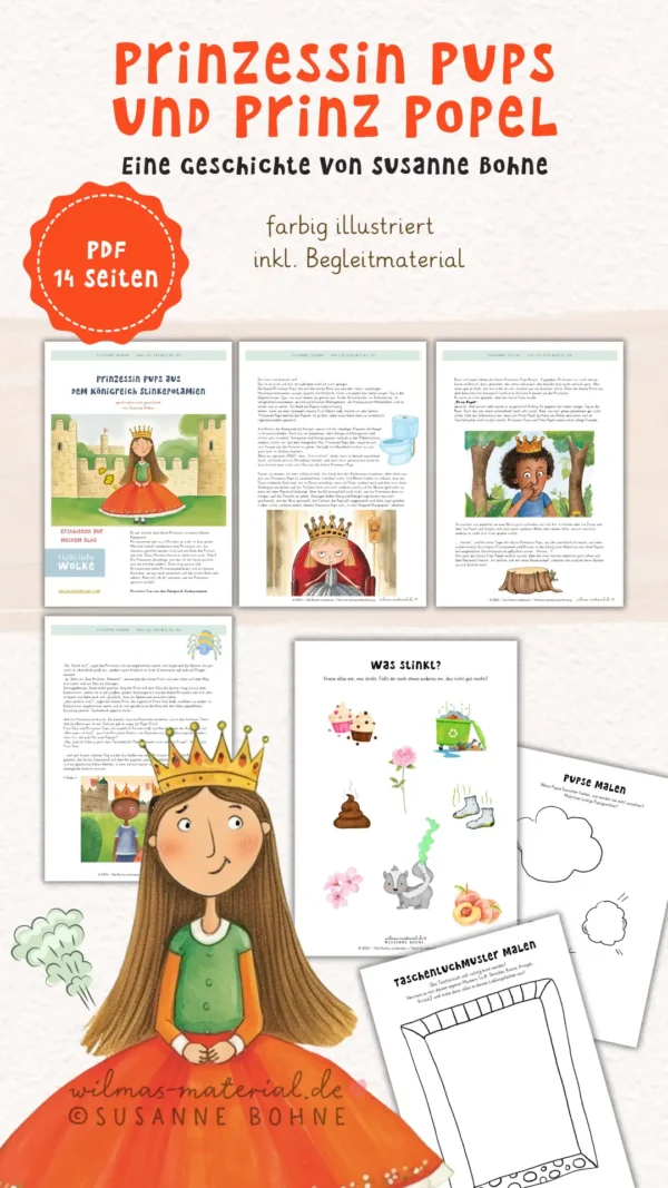 Lustige Kindergeschichte Prinzessin pups Quatschgeschichten PDF Wilmas Material
