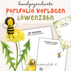Projekt Pusteblume Löwenzahn Kindergarten Portfolio Vorlagen von Wilmas Material