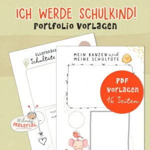 portfolio vorlagen Schulanfänger kindergarten kita abschied ich werde schulkind schulanfänger Wilmas Material Kopie