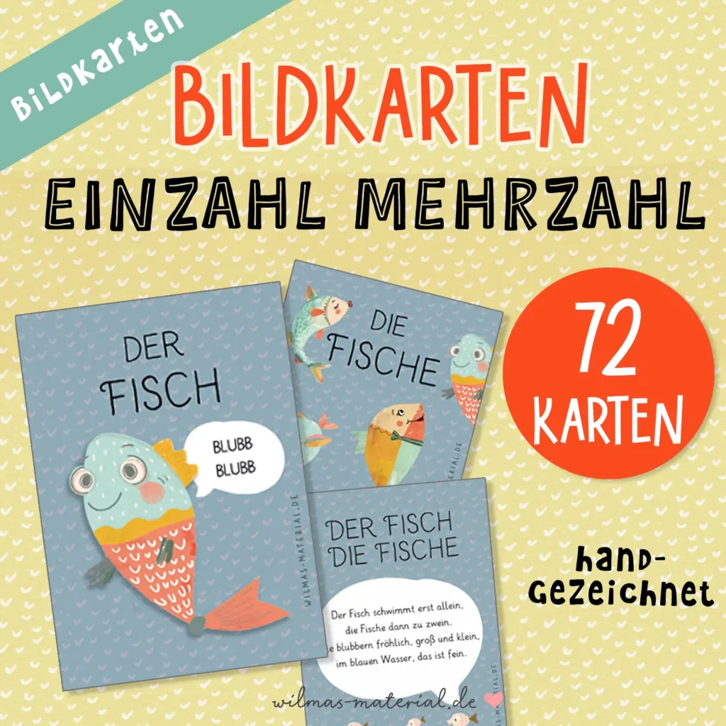 Einzahl Mehrzahl Bildkarten zur Sprachförderung im Kindergarten von Wilmas Material