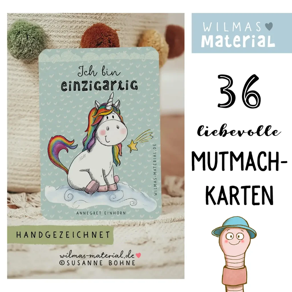 Mutmacherkarten Mutmacher Affirmationskarten Kinder Wilma Wochenwurm Wilmas Material Achtsamkeit