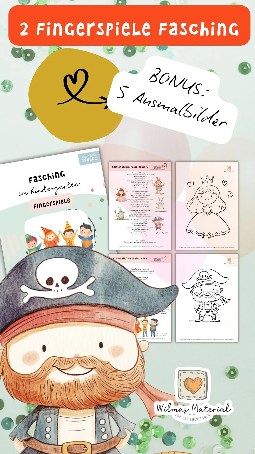 Fasching im Kindergarten Fingerspiele Fasching von Wilmas Material