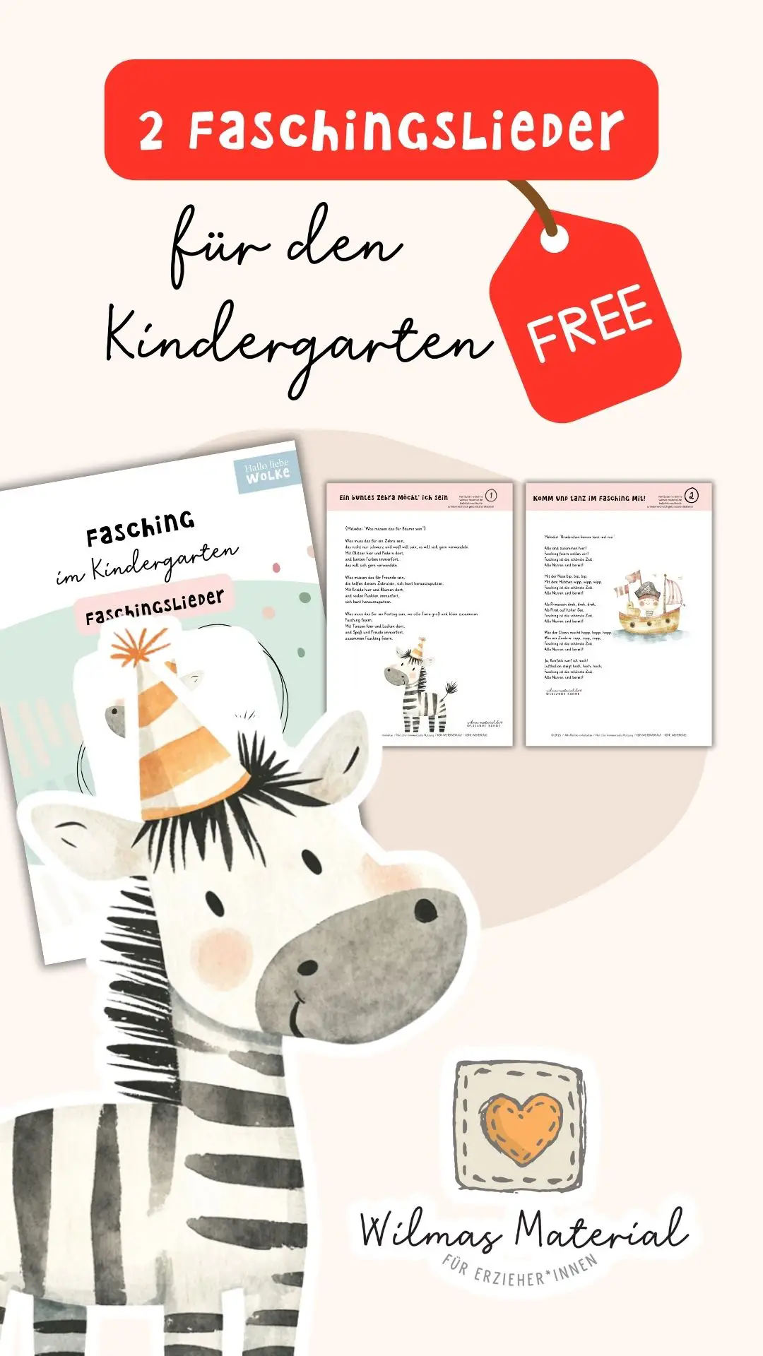 Faschingslieder Kindergarten gratis von Wilmas Material