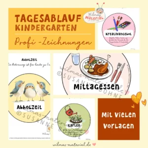 Tagesablauf Kita Kindergarten Wilma Wochenwurm Wilmas Material Vorlage ausdrucken Piktogramme Kindergarten Bilder
