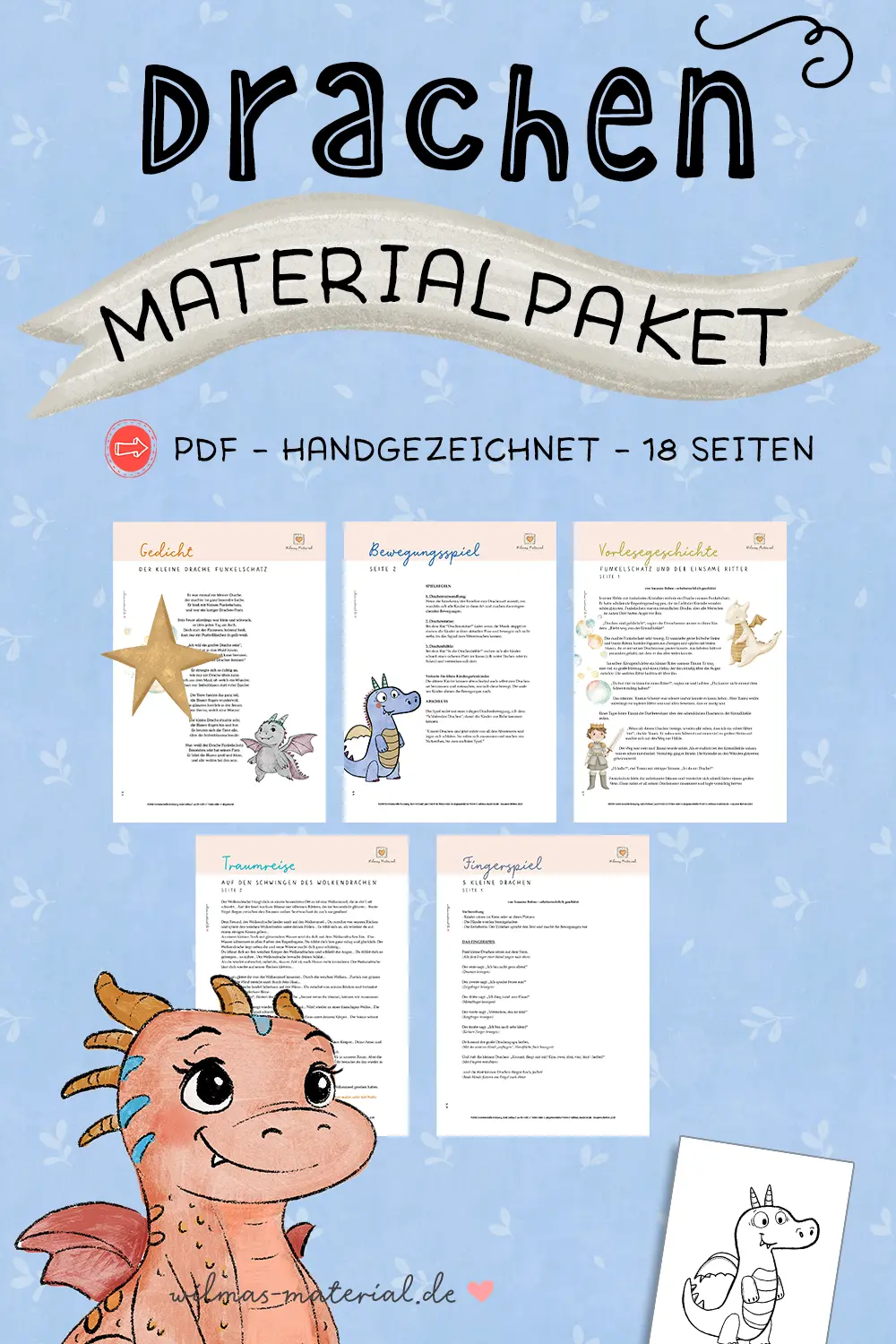 Thema Drache Materialpaket Fingerspiel Traumreise