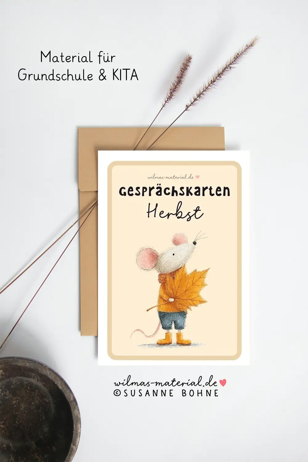 Reflexionskarten Herbst mit der kleinen Maus von Wilma Wochenwurm