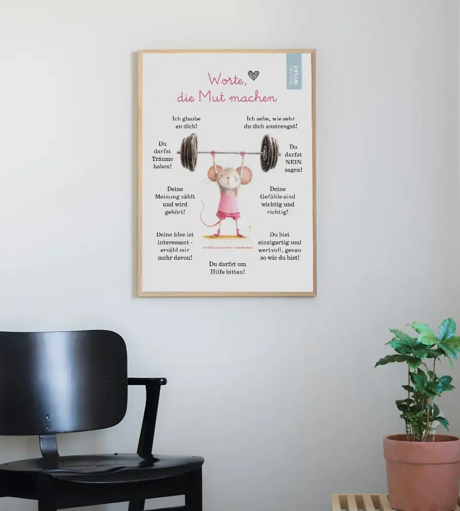 Worte die Mut machen - Achtsamkeitsposter Selbstfürsorge von Wilma Wochenwurm