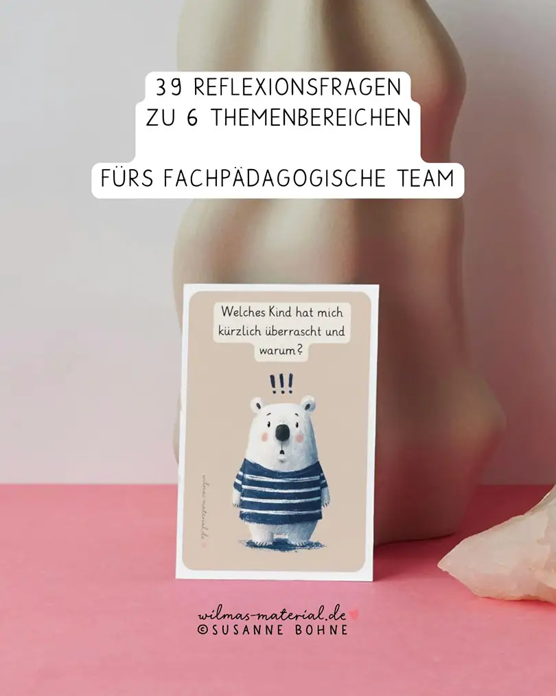 39 Reflexionsfragen zu 6 Themenbereichen im Kita-Team von Wilmas Material