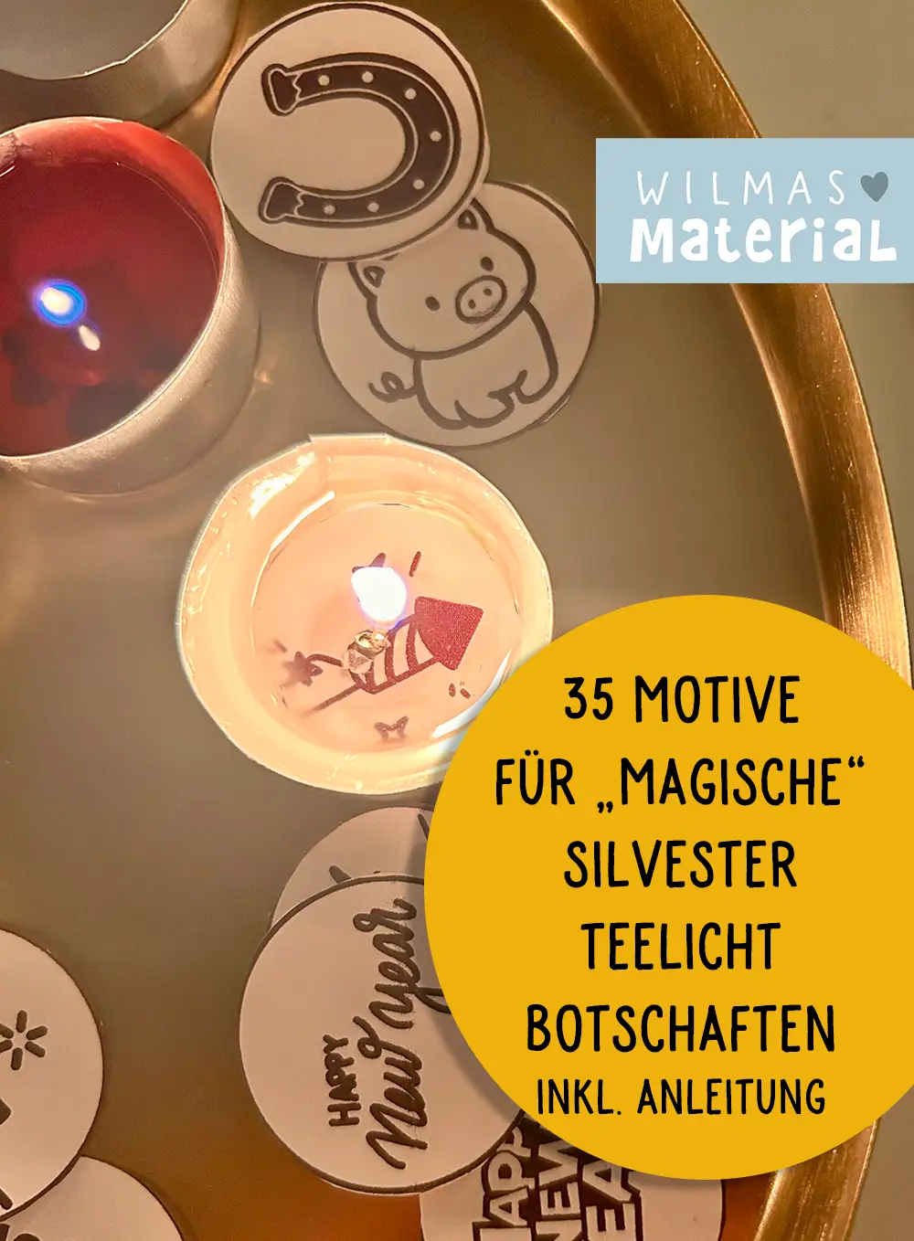 Silvester Teelicht Silvester Tischdeko Glücksbringer