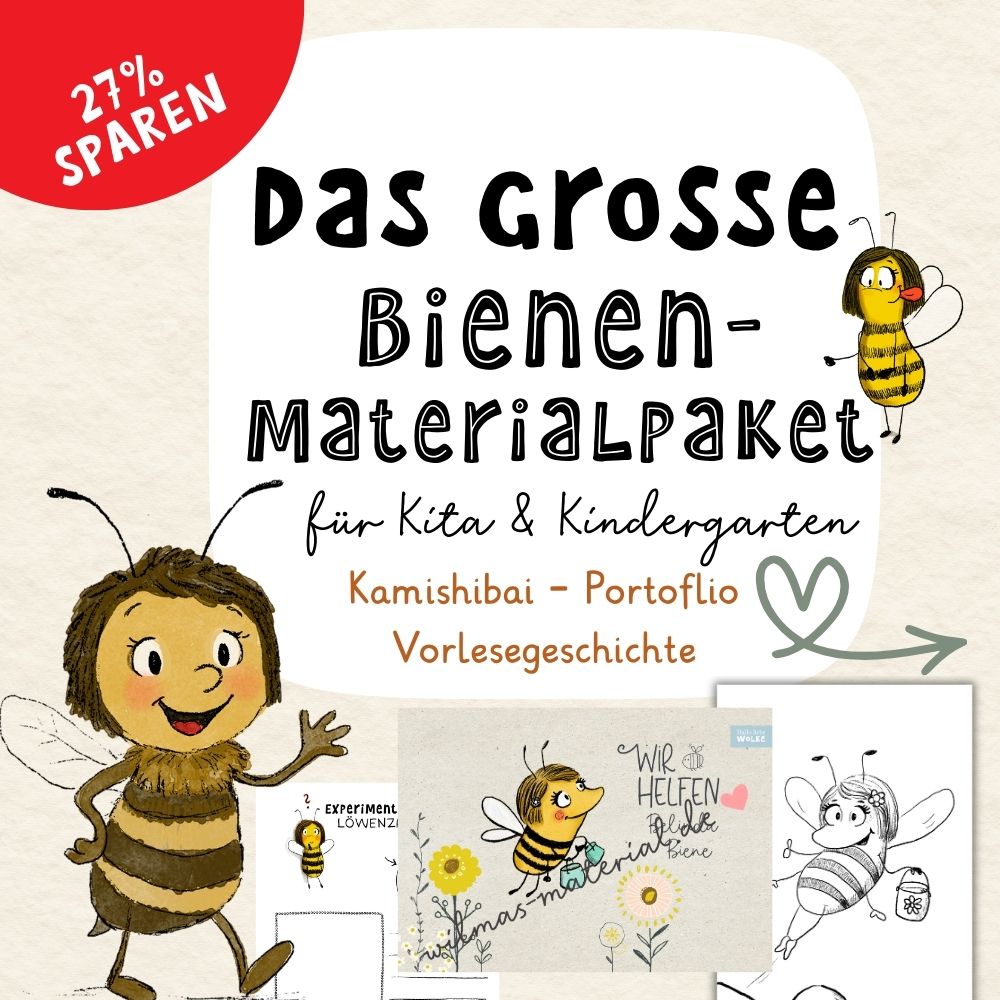 Bienenprojekt Materialpaket Thema Biene im Kindergarten und Kita von Wilma Wochenwurm