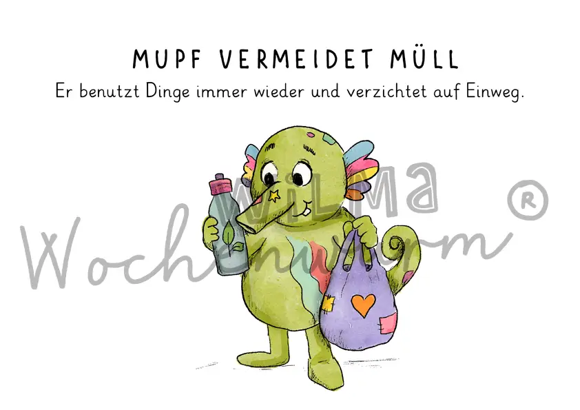 Kita Dienste oder Klassendienste mit Müllmonster Mupf