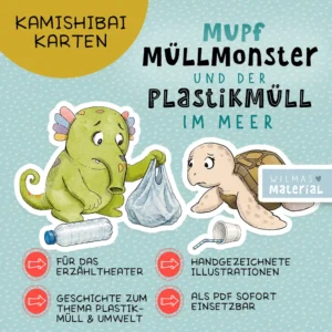 Plastikmüll im Meer - Mupf das Müllmonster Vorlesegeschichte für Kita und Grundschule mit Kamishibai Bildkarten PDF fürs Erzähltheater