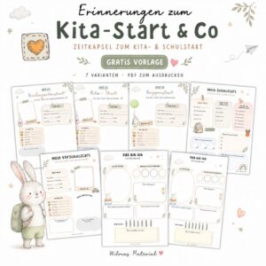 Vorlagen für Krippenstart, Kindergartenstart, Kita-Start, Betreuung, Vorschule und Schulstart zum Ausdrucken