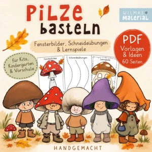 Pilze basteln und Lernspiele für den Herbst für den Kindergarten