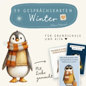 Gesprächskarten Winter. Material für die Grundschule, Reflexionskarten Erzieher. Gesprächskarten Winter für Grundschule und Kita von Wilmas Material