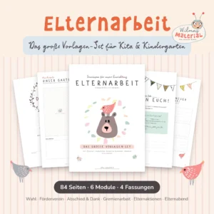 Elternbeirat Kita Vorlagen als PDF mit Steckbrief, Urkunde und Portfolio-Seiten
