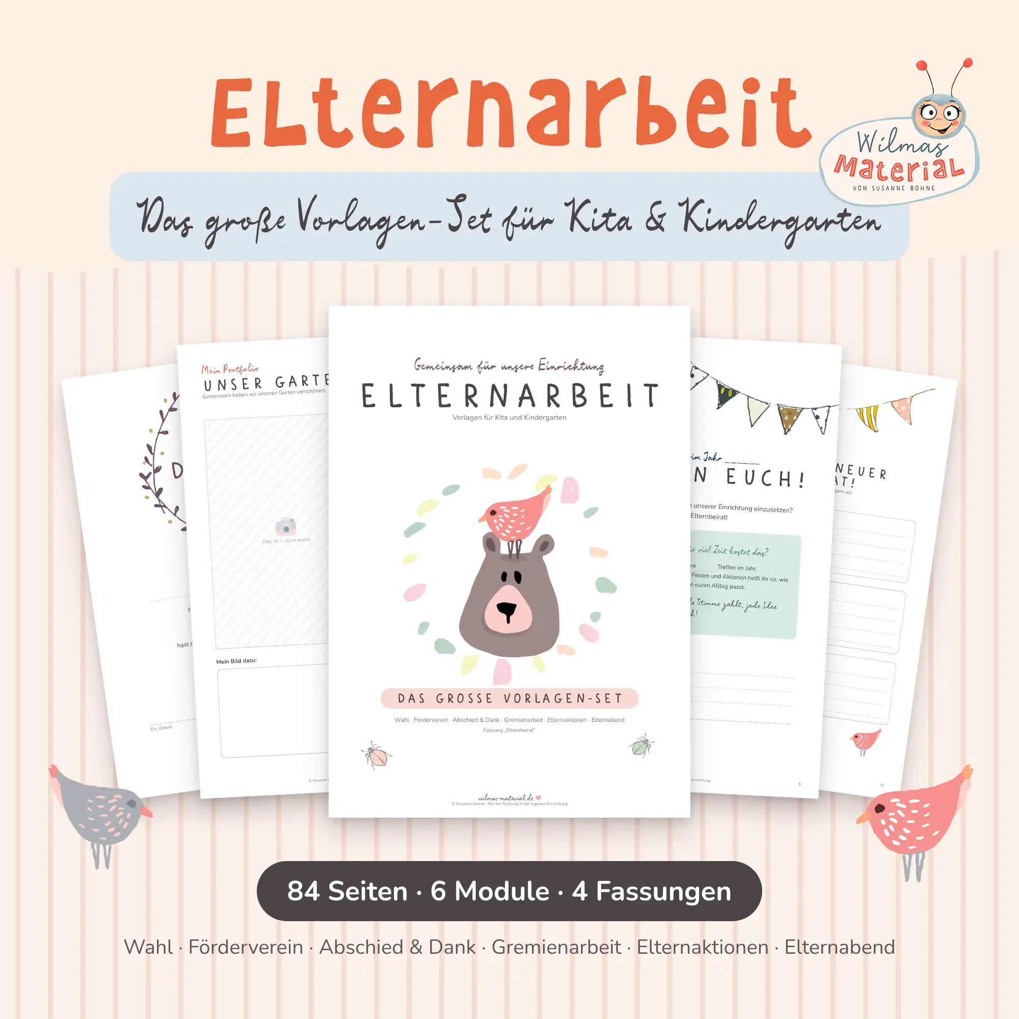 Elternbeirat Kita Vorlagen als PDF mit Steckbrief, Urkunde und Portfolio-Seiten