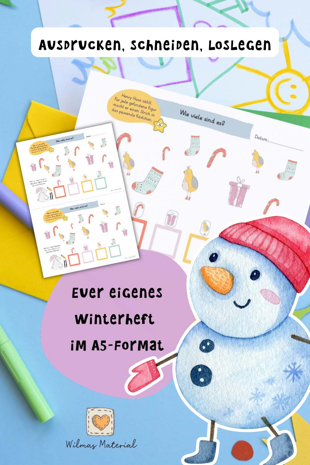 Vorschulheft Winter zum Ausdrucken von Wilma Wochenwurm