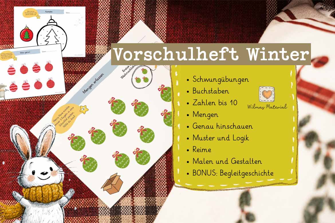 Vorschulübungen Winter im Vorschulheft von Wilma Wochenwurm